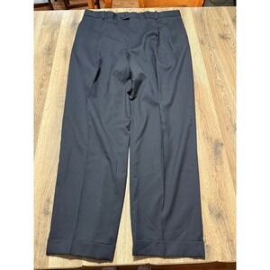 Versini Dress Pants Mens 43 Long Black Adult Pleated 100% Wool Excellent